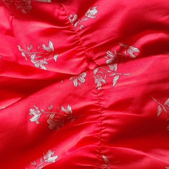 JOIE Daymon B Floral-Print Crepe De Chine MIDI Wrap Dress in Tomato Red Size S - Picture 12 of 16